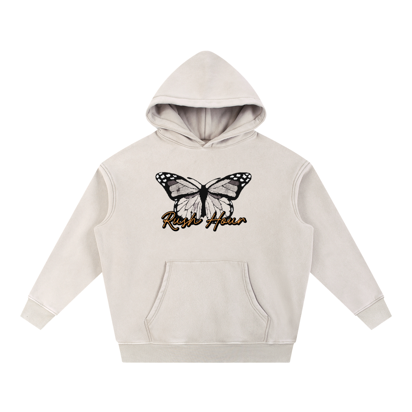 Washed "RUSH HOUR." Oversize Hoodie