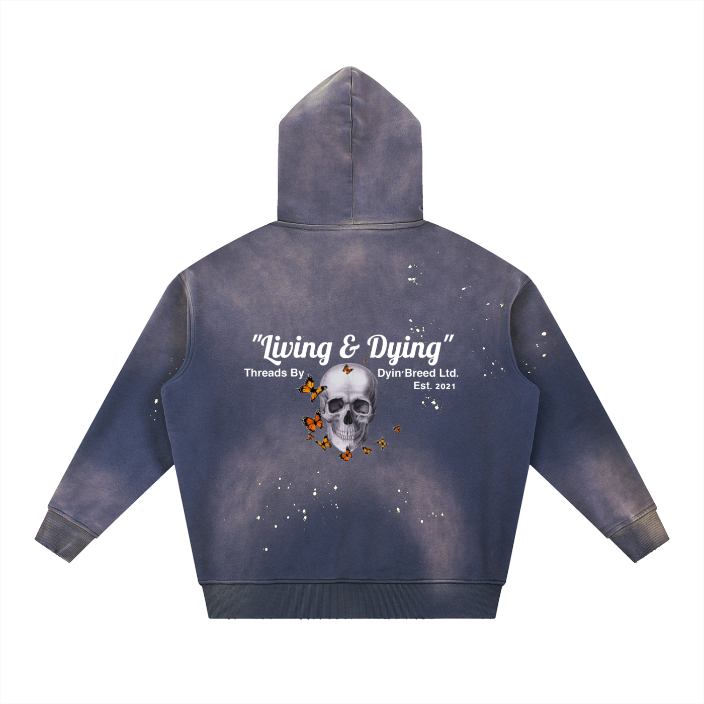 Distressed  "Living & Dyin." Hoodie