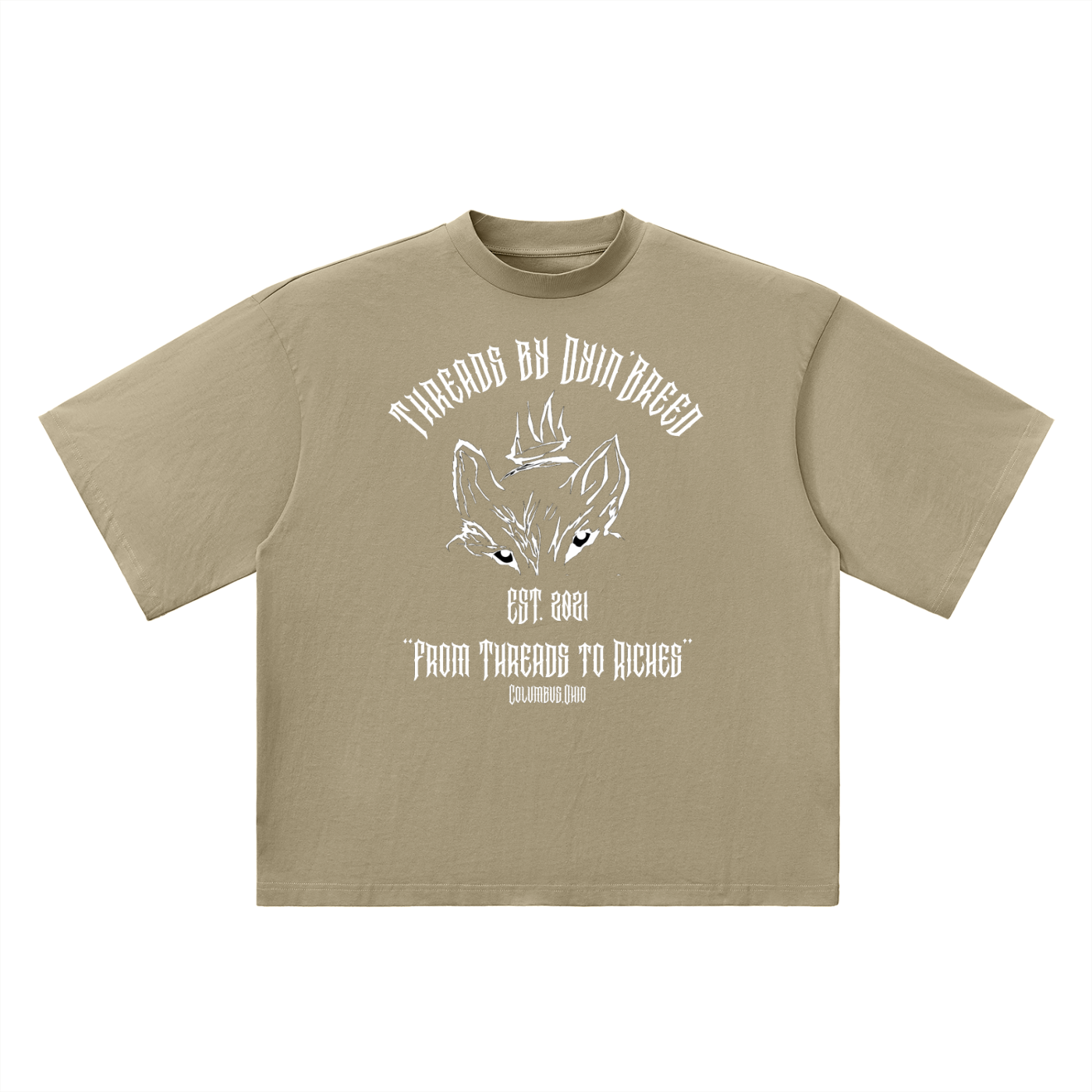 Oversized "THREADS TO RICHES." Drop Shoulder Tee