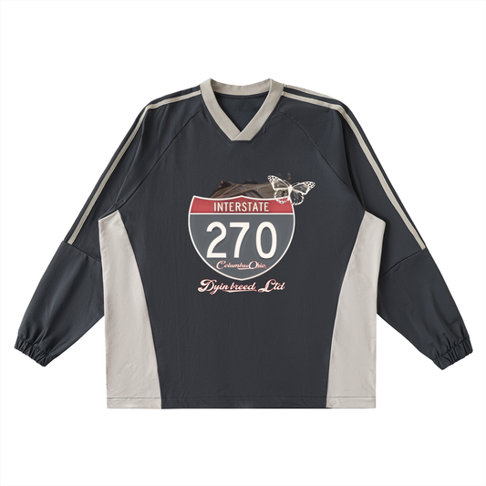 "270." x " 49 PROBLEMS." V-Neck Windshirt