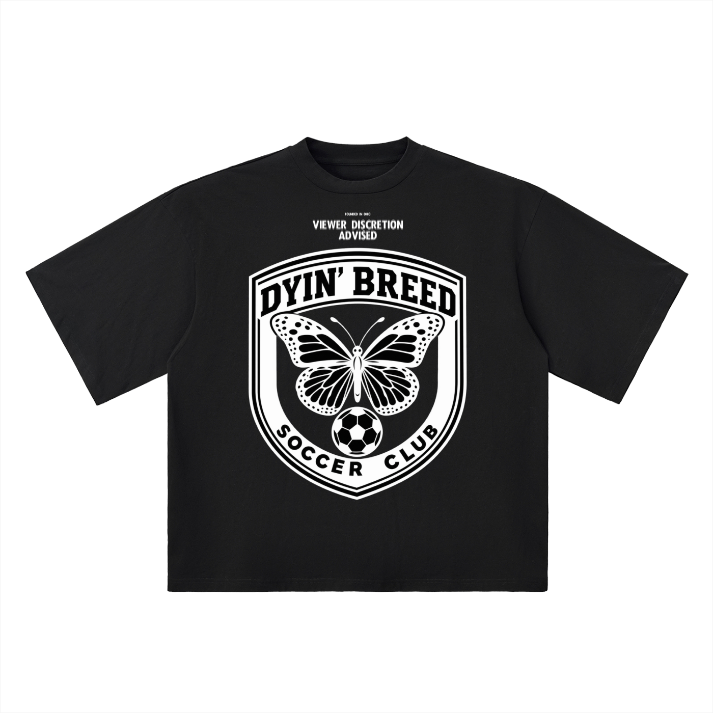 Oversized Drop Shoulder "SOCCER CLUB." Tee (BlackOUT)