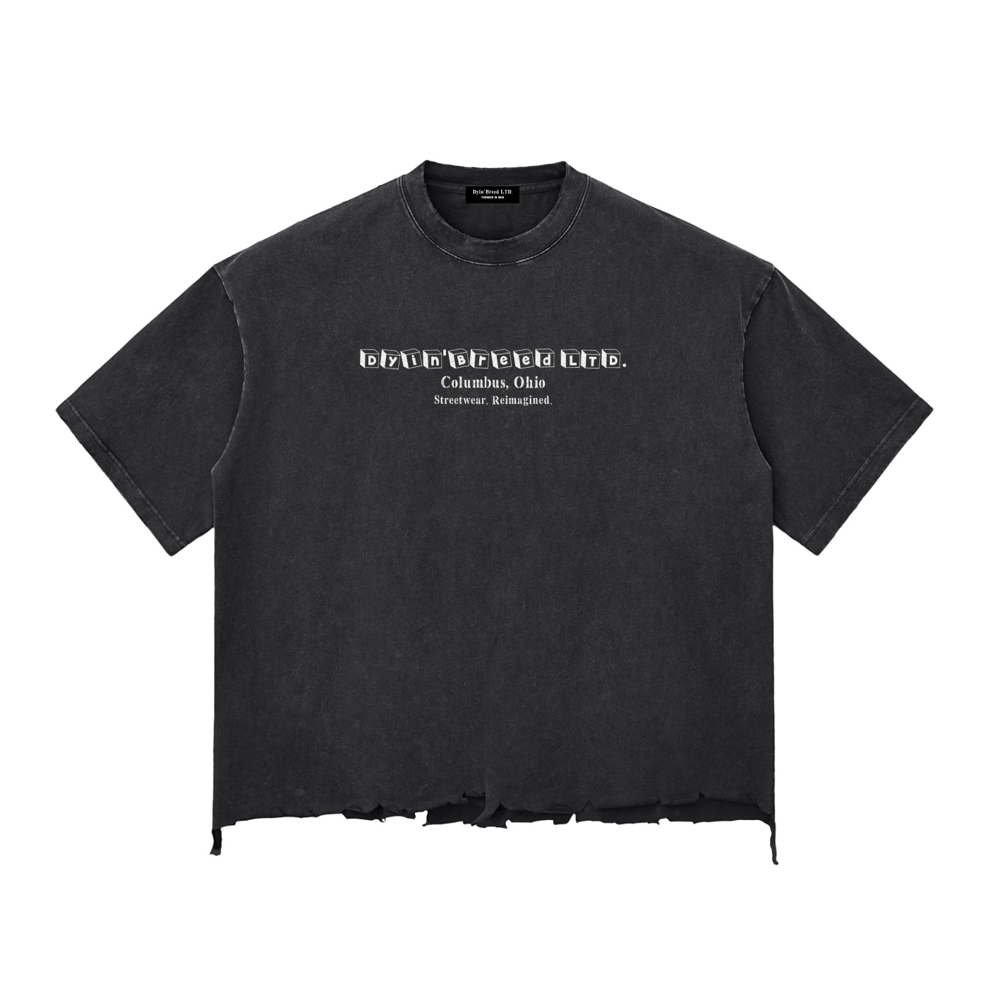 "BUILDING BLOCKS." Raw-Hem Box Fit Tee