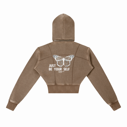Vintage Cropped "JUST BE YOU." Hoodie
