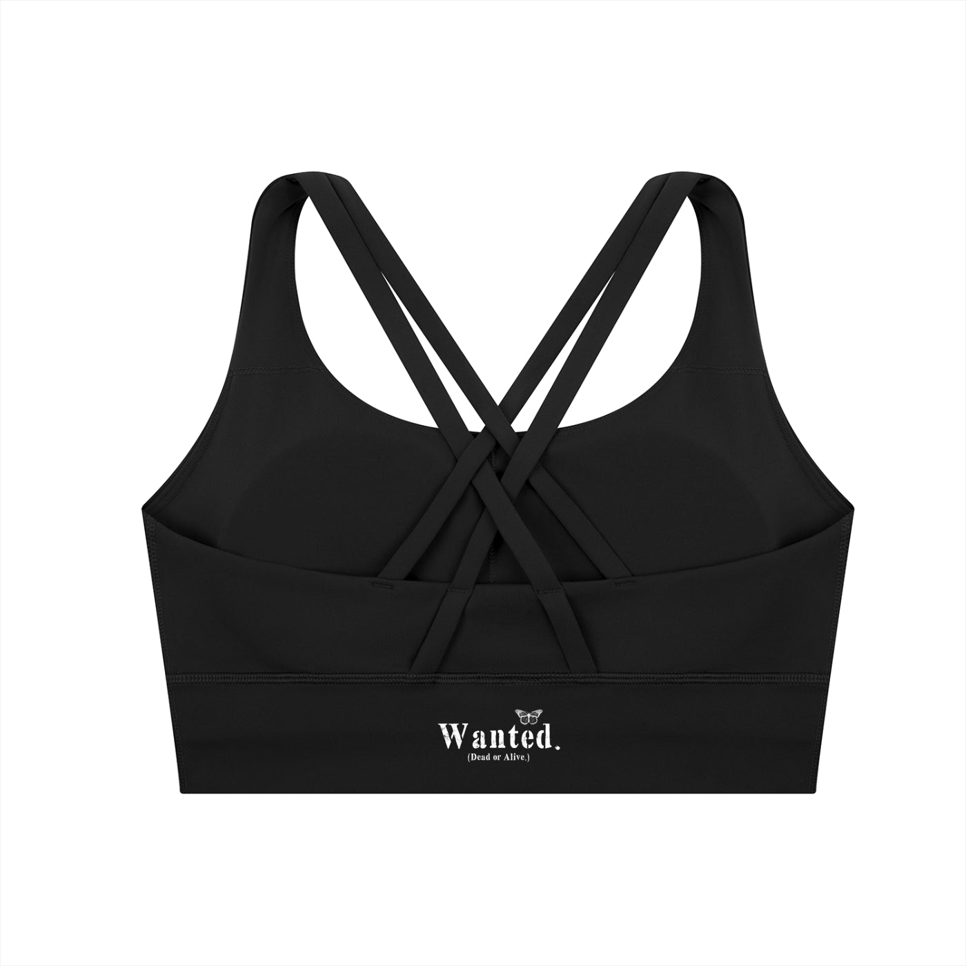 Thick "WANTED." Criss-Cross Sports Bra