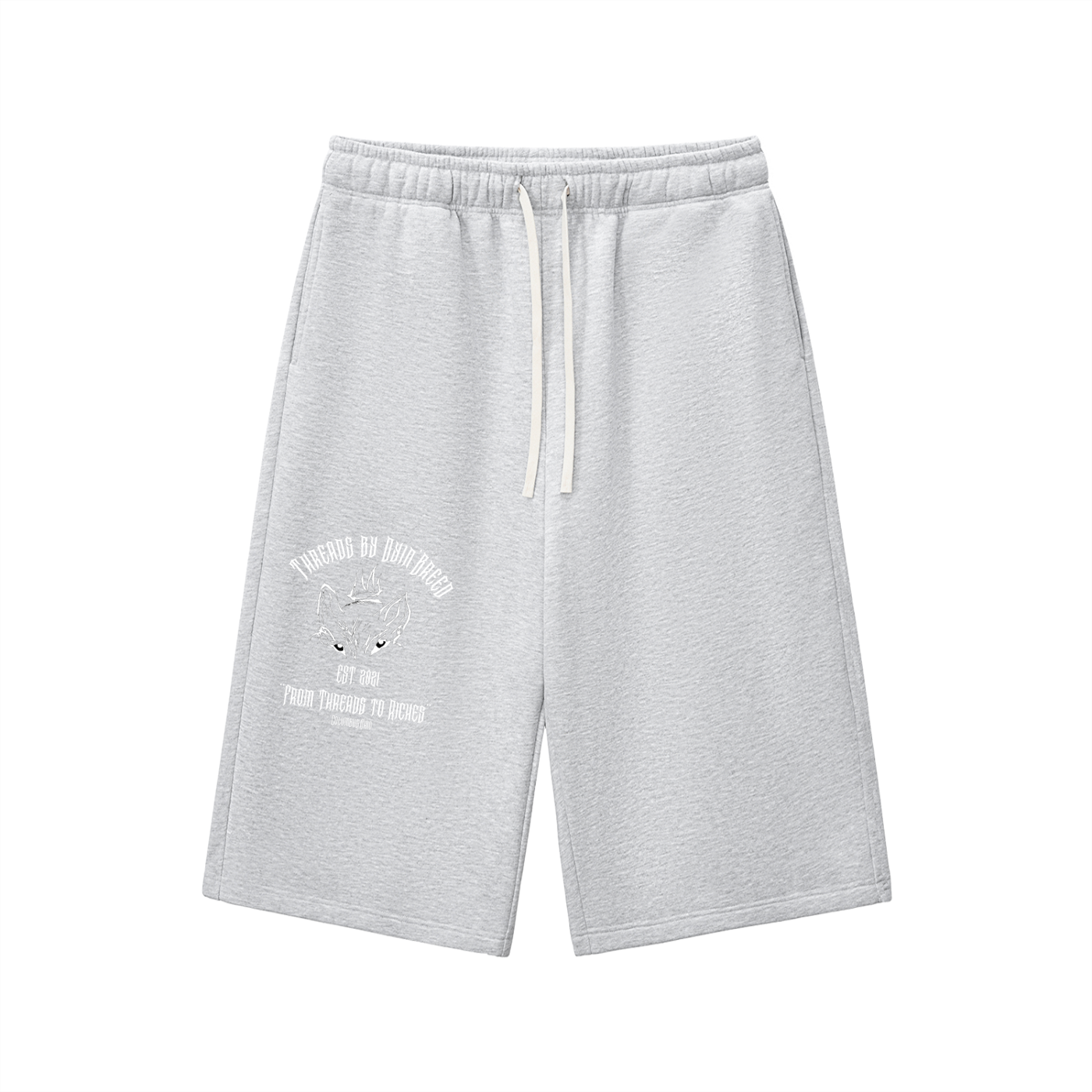 "THREADS TO RICHES." 3 Quarter shorts