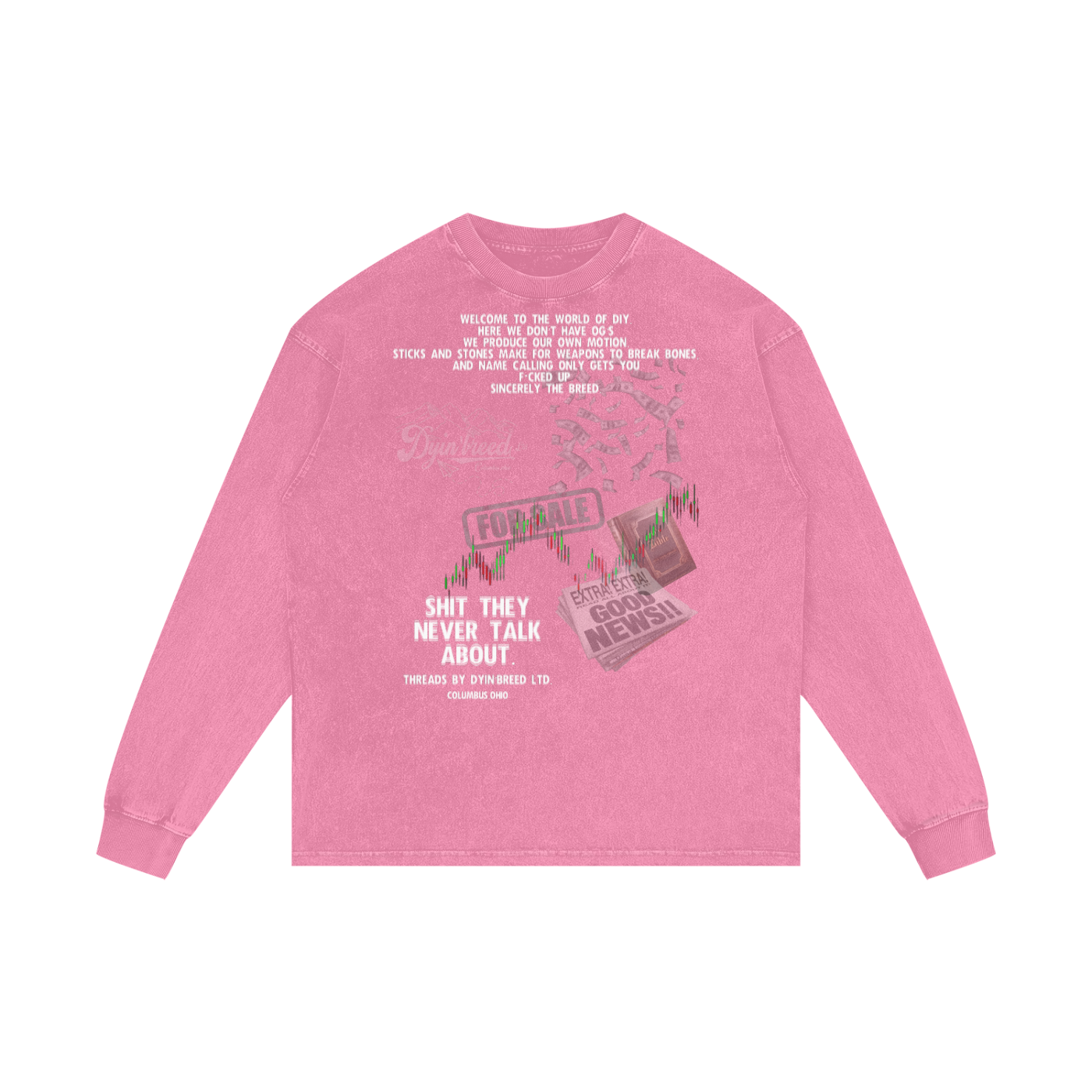 "CHAOS." Long Sleeve Tee (Pink Acid)