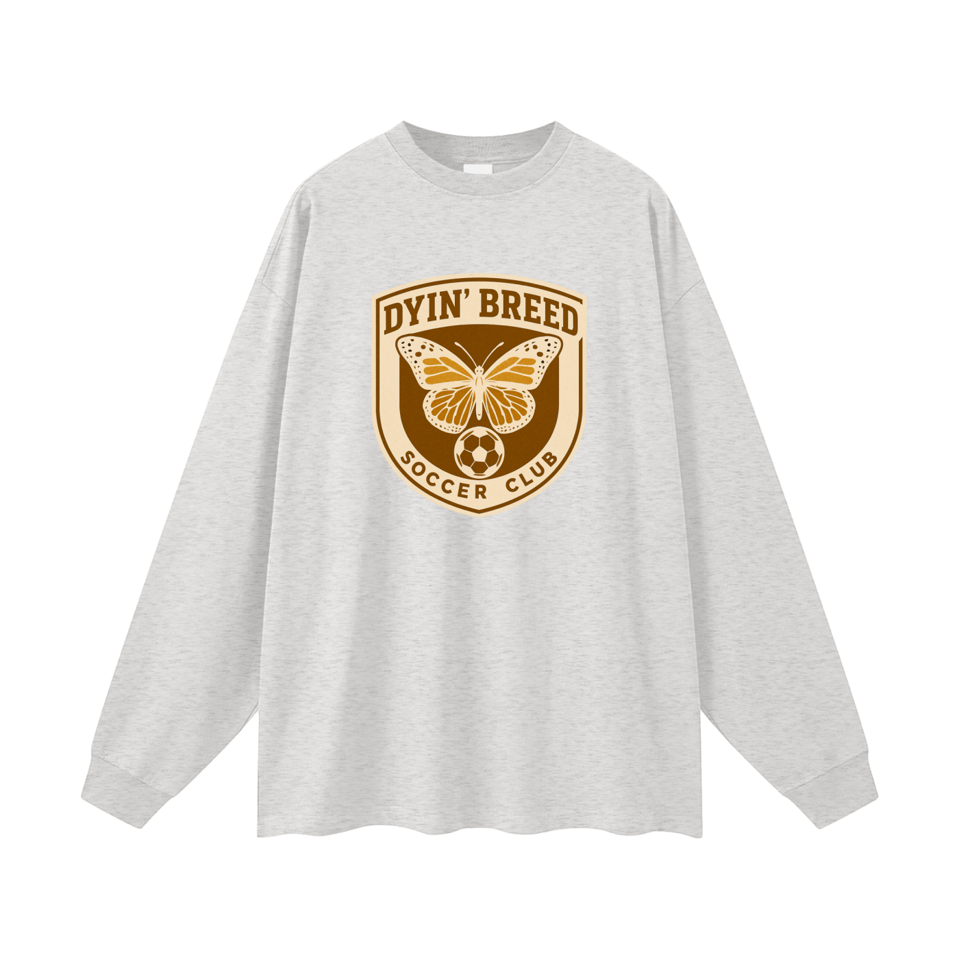 Oversized "SOCCER CLUB." Long Sleeve Tee (Brown)