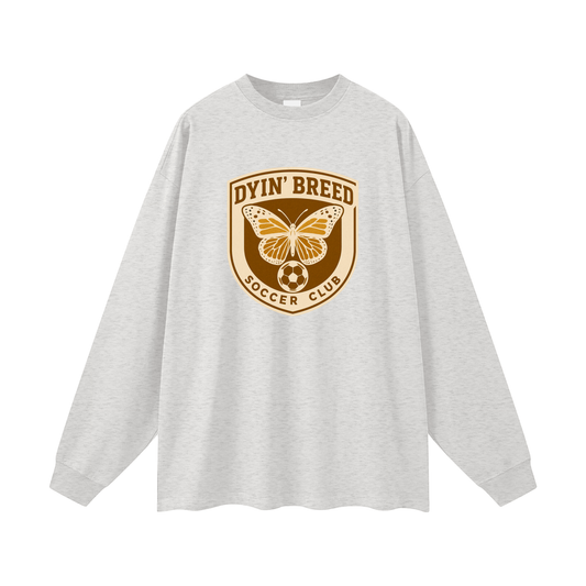 Oversized "SOCCER CLUB." Long Sleeve Tee (Brown)