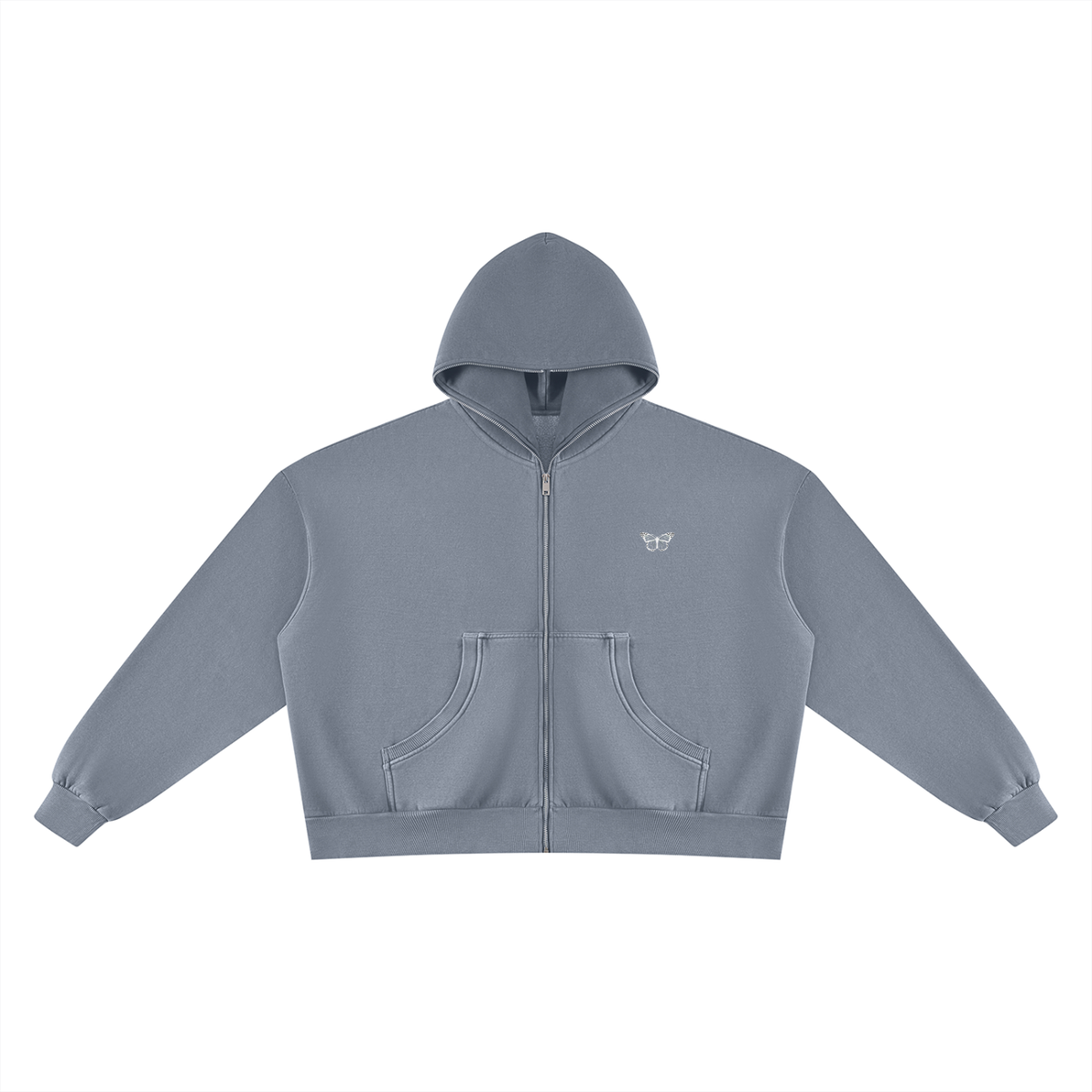 Vintage "WANTED." Box Fit Full Zip Hoodie