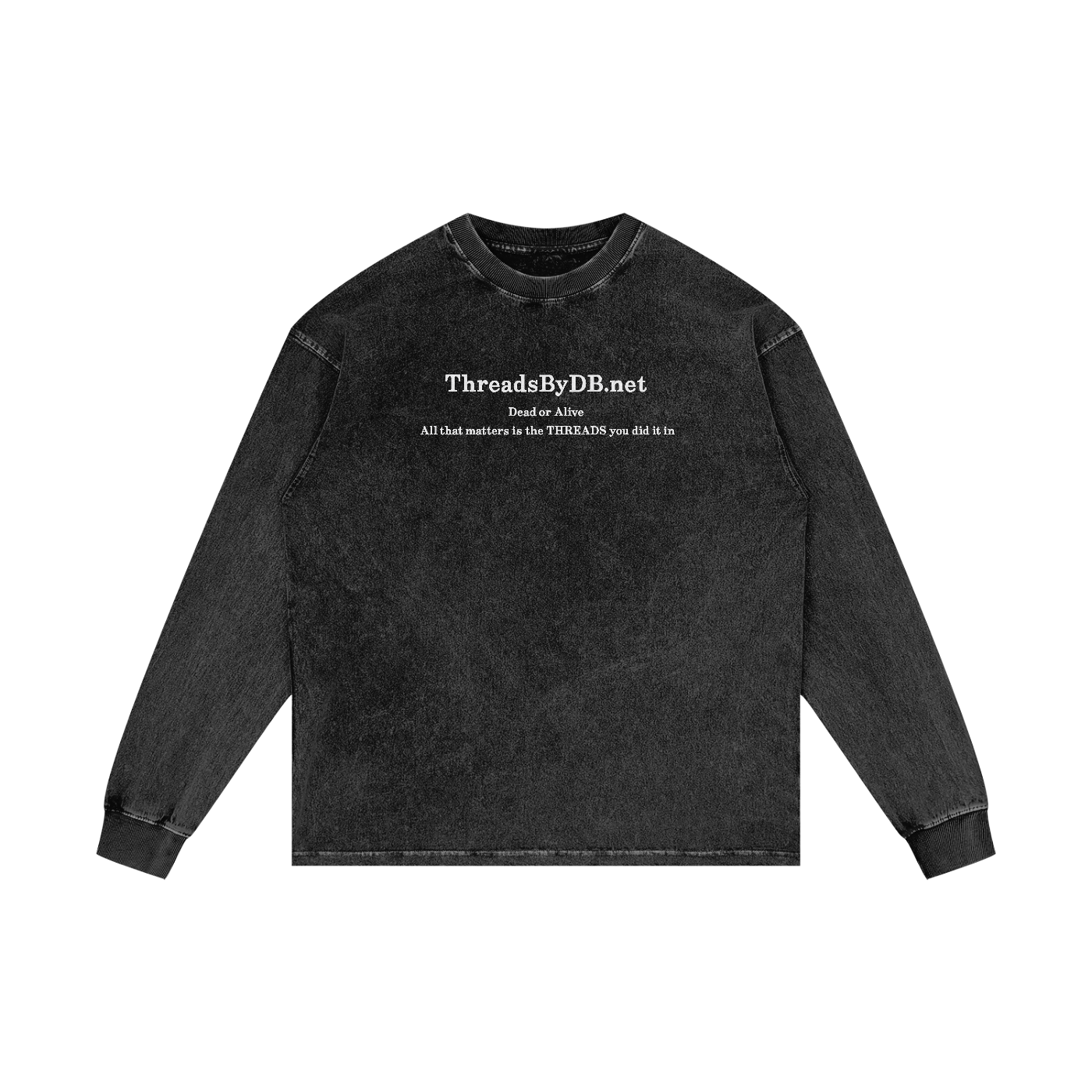 Acid Wash "DEAD OR ALIVE." Oversized Long Sleeve Tee