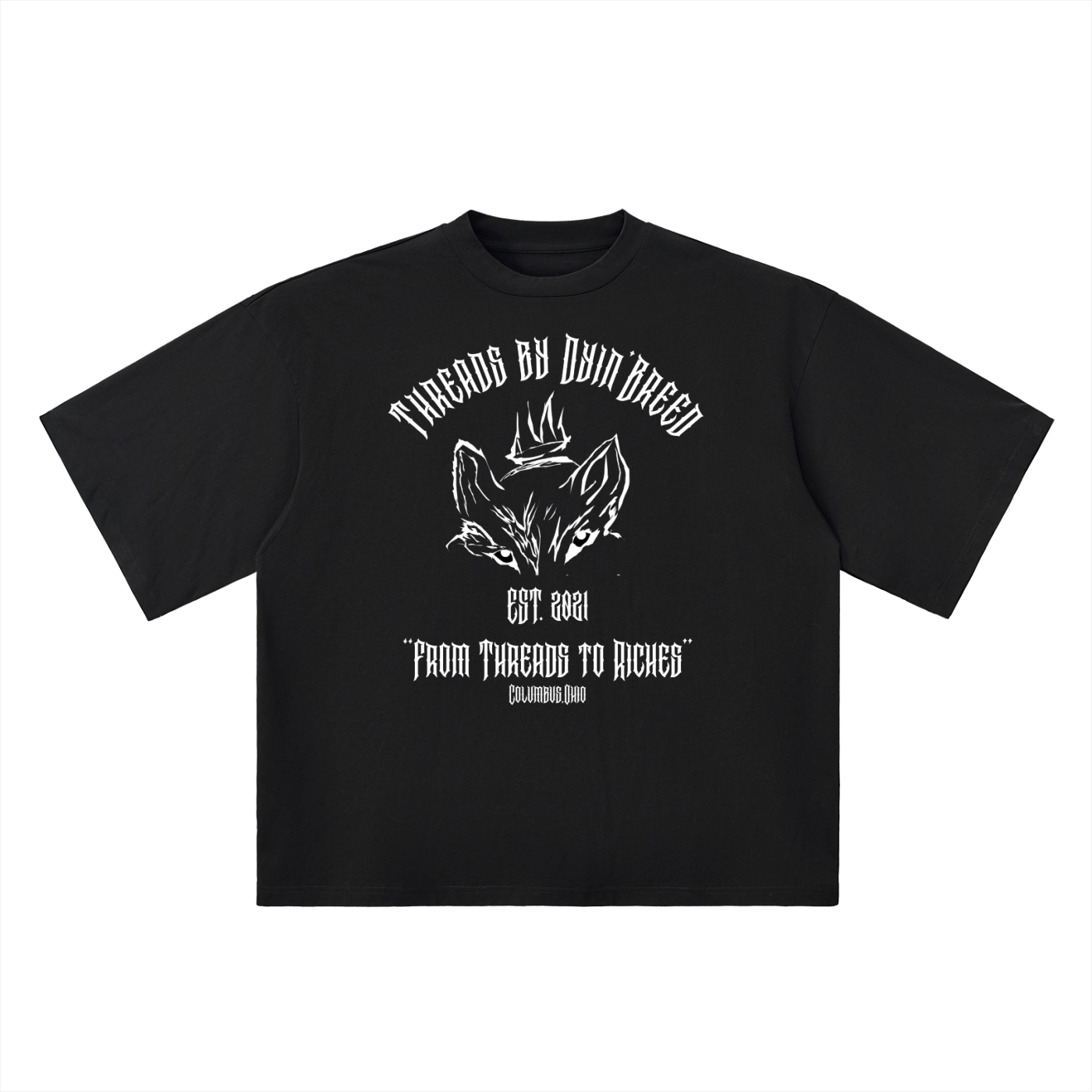 Oversized "THREADS TO RICHES." Drop Shoulder Tee