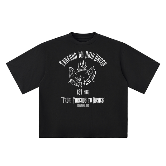 Oversized "THREADS TO RICHES." Drop Shoulder Tee