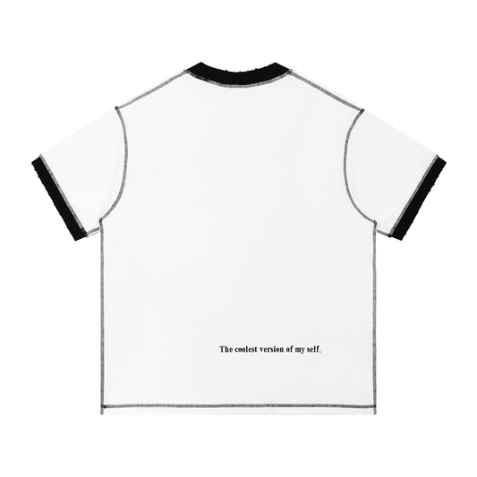 "THE COOLEST." Stitched Tee (White/Black)