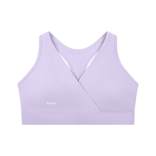 Women's "WANTED." Crossover V-Neck Sports Bra (+COLORS)