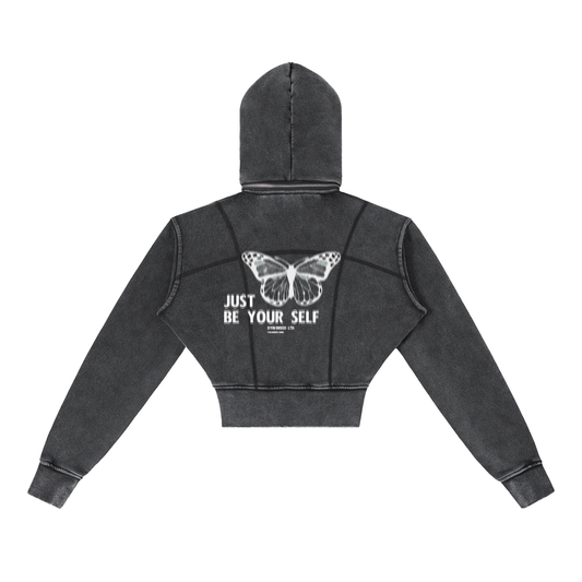 Vintage Cropped "JUST BE YOU." Hoodie