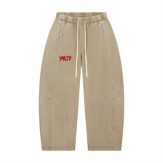 Washed "DBLTD." Barrel Leg Pants (RED LOGO)